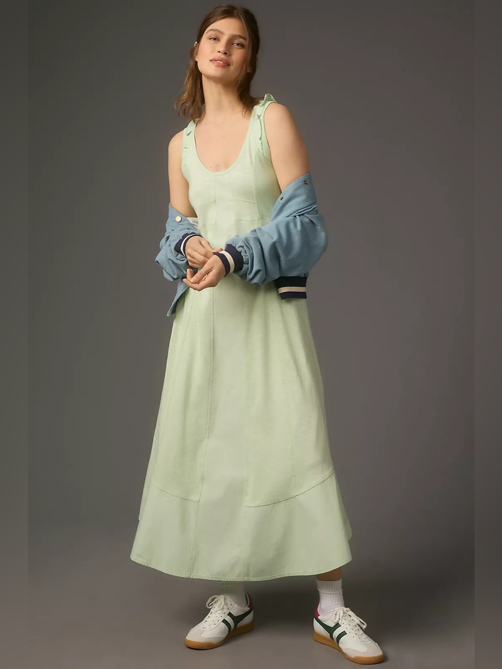 Daily Practice by Anthropologie Back Detail Maxi Dress Green Tomato Girl Size XS